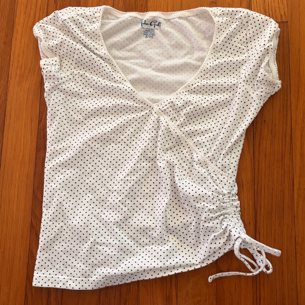 🧁white cinch polka dot brandy top🧁